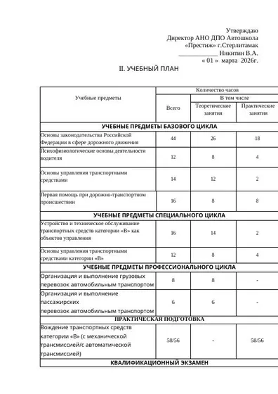 Превью учебного плана